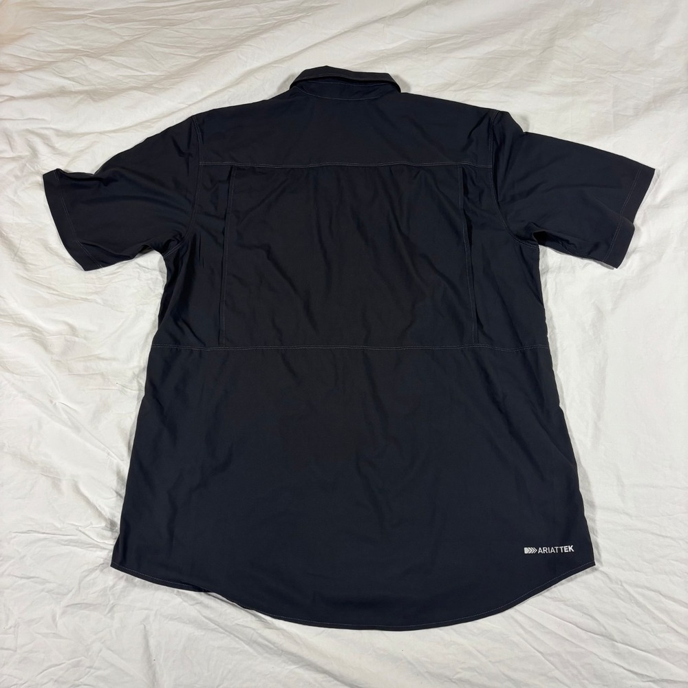Ariat Tek Mens Vented Button Up Shirt Black Performance Short Sleeve Outdoor L - Picture 5 of 9